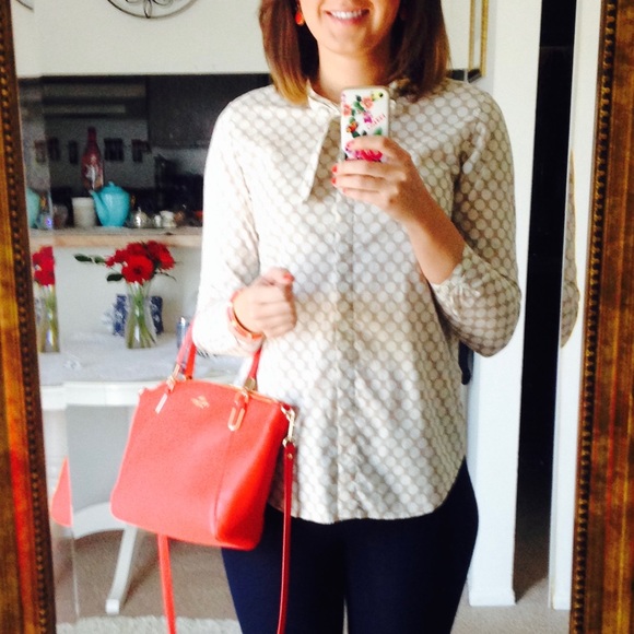 Fossil cotton tieneck buttondown blouse 3/4sleeves - Picture 4 of 5